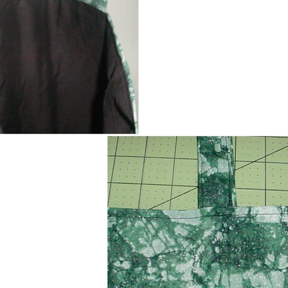 HANDMADE TOTE BAG NEW SPARKLY GREEN ABSTRACT PRINT 100% COTTON OOAK 13-1/4" SQ - Picture 3 of 3